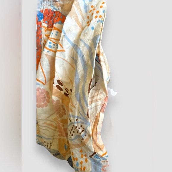 Band Of The Free Sky Blue Sand Floral Dress Size Small V-Neck & Puff Sleeve NWT - Picture 9 of 12